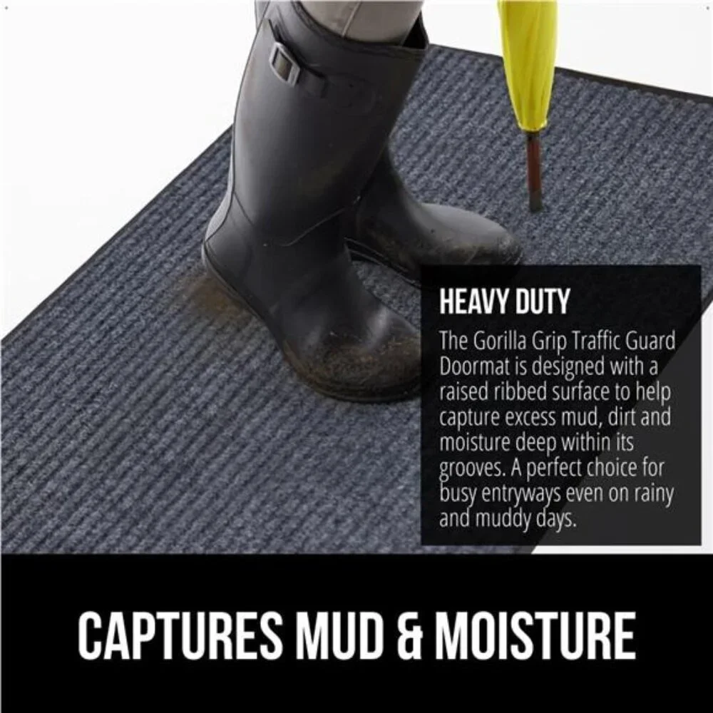 Waterproof HeavyDuty Traffic Guard Doormat,Stain & Fade Resistant,Durable Rubber